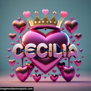 imagenes nombres 3d corazones y corona cecilia