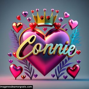 imagenes nombres 3d corazones y corona connie