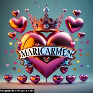 imagenes nombres 3d corazones y corona maricarmen