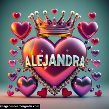 imagenes nombres 3d corazones y corona alejandra