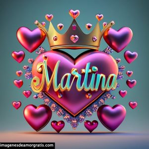 imagenes nombres 3d corazones y corona martina