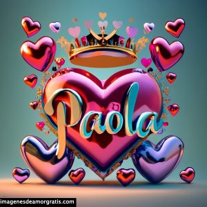 imagenes nombres 3d corazones y corona paola