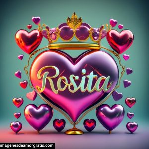 imagenes nombres 3d corazones y corona rosita