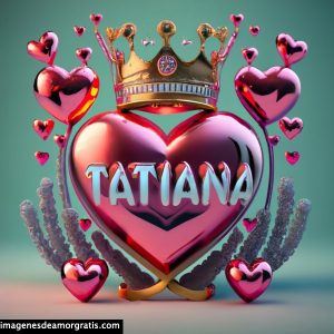 imagenes nombres 3d corazones y corona tatiana