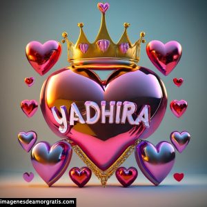imagenes nombres 3d corazones y corona yadhira