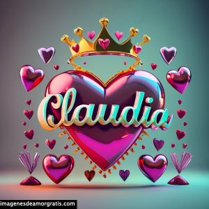imagen corazon corona nombre 3d claudia