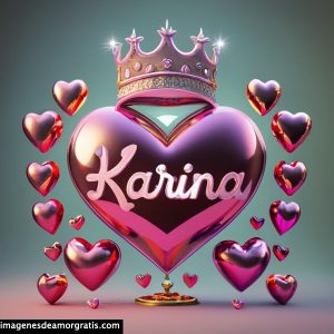 imagen corazon corona nombre 3d karina