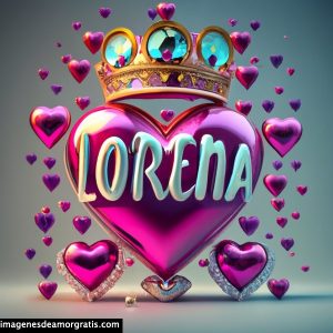 imagen corazon corona nombre 3d lorena