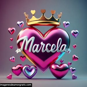 imagen corazon corona nombre 3d marcela