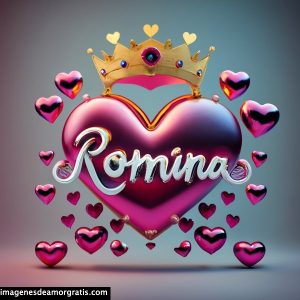 imagen corazon corona nombre 3d romina