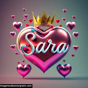 imagen corazon corona nombre 3d sara