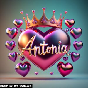 imagen corazon corona nombre 3d antonia
