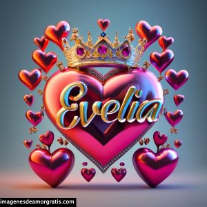 imagen corazon corona nombre 3d evelia