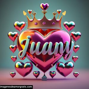 imagen corazon corona nombre 3d juany