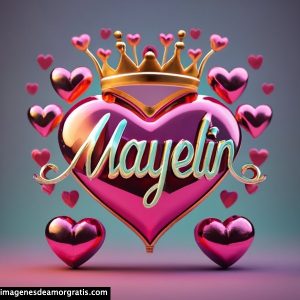 imagen corazon corona nombre 3d mayelin