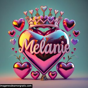 imagen corazon corona nombre 3d melanie
