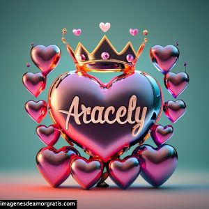 imagen corazon corona nombre 3d aracely