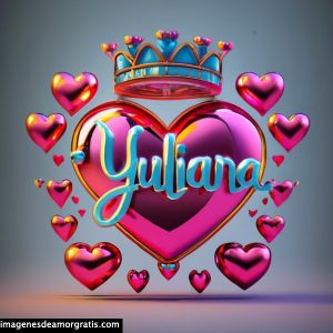 imagen corazon corona nombre 3d yuliana