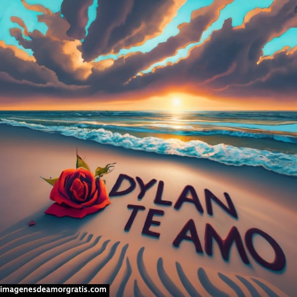 imagenes te amo escrito en la playa con nombre dylan