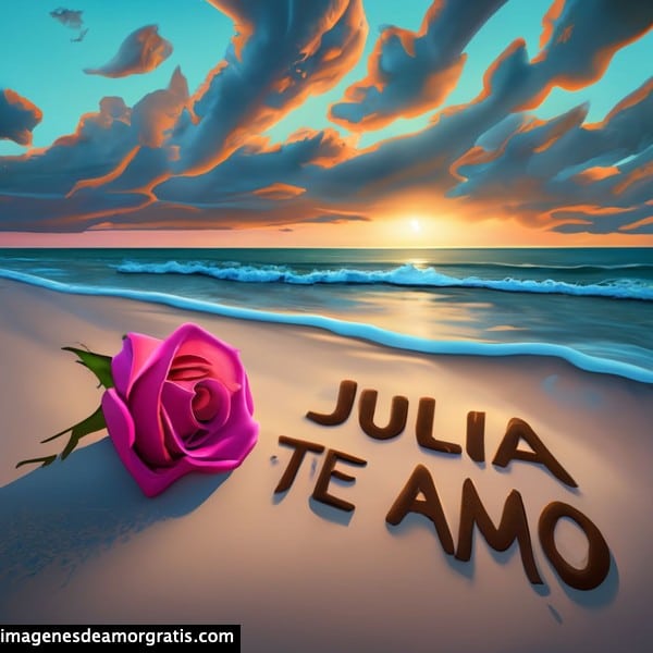 imagenes te amo escrito en la playa con nombre julia