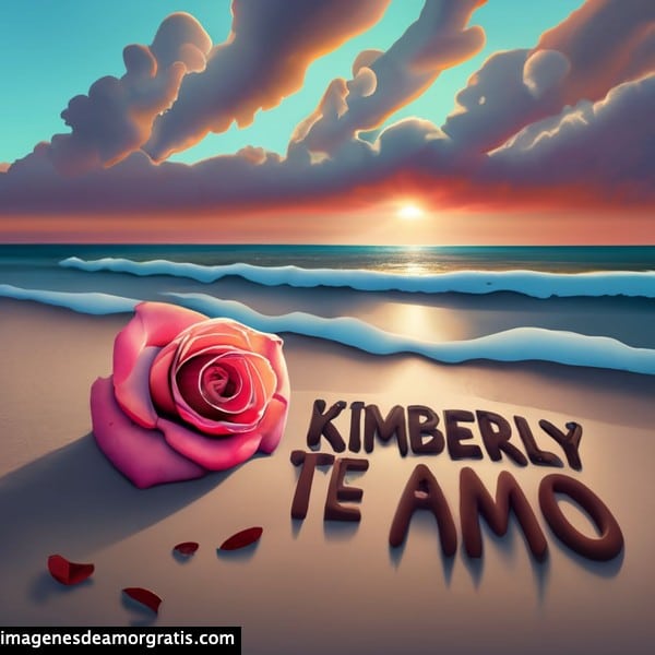 imagenes te amo escrito en la playa con nombre kimberly